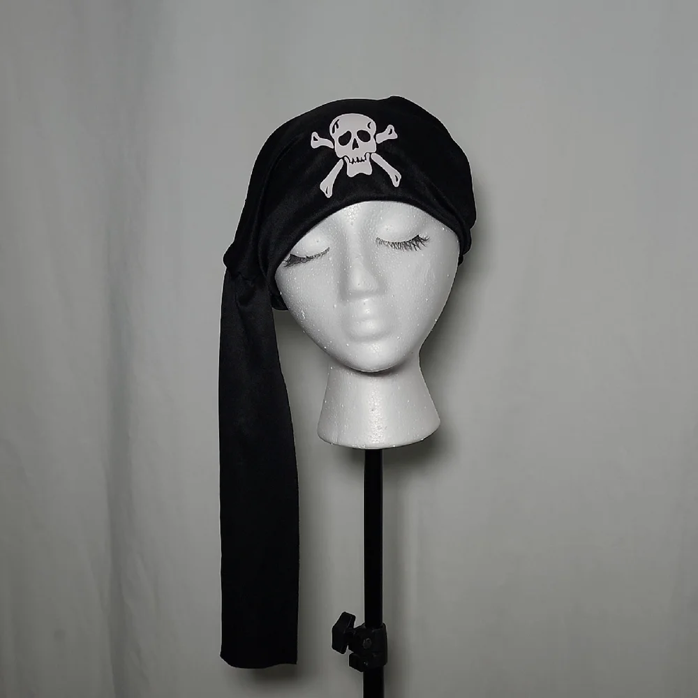 Black Skull and Crossbones Headscarf